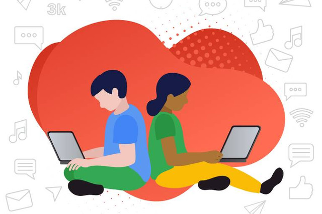 Jovens usando internet com segurança
